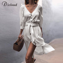 Load image into Gallery viewer, Midi vestidos off white beach party wrap dresses