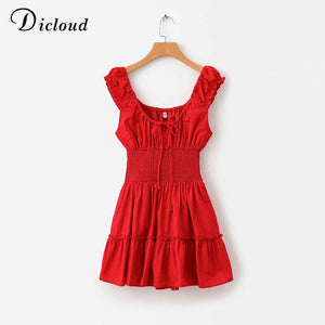 Red Casual Linen A-Line Summer Dresses